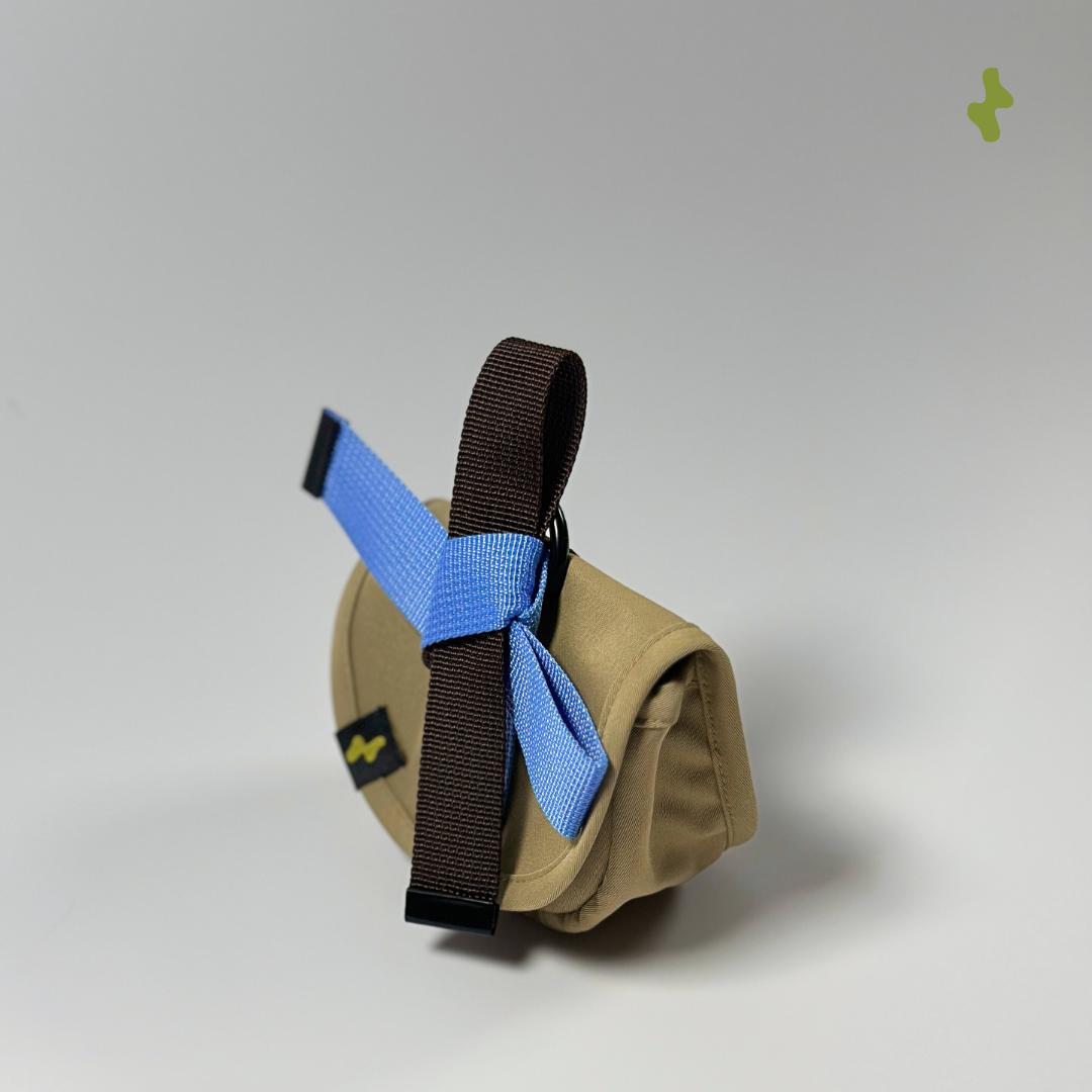 Strappy Bow Poo Bag | Dog Walker Accessory - Granola Beige