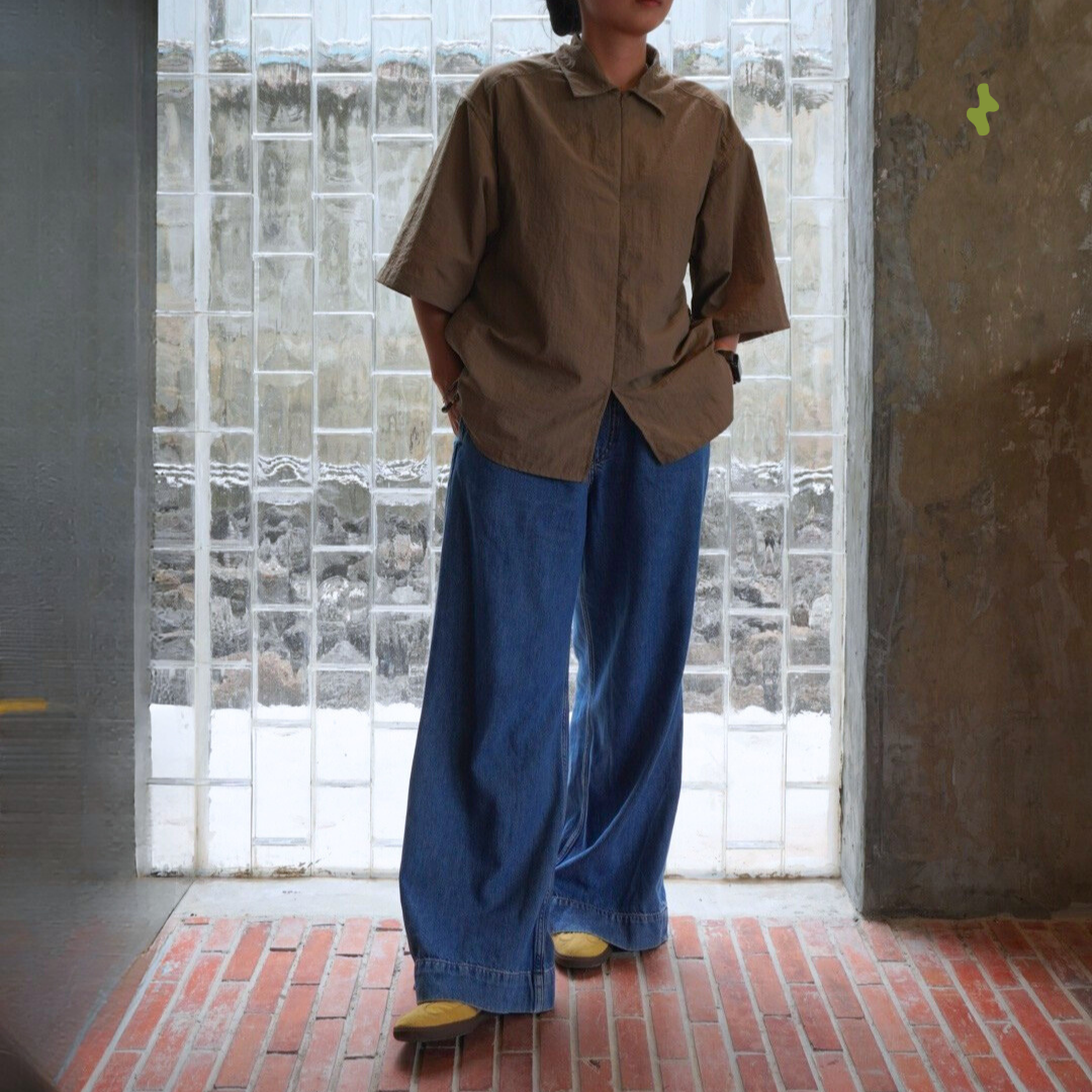 Packable oversized half-zip shirt - unisex | Mountain brown