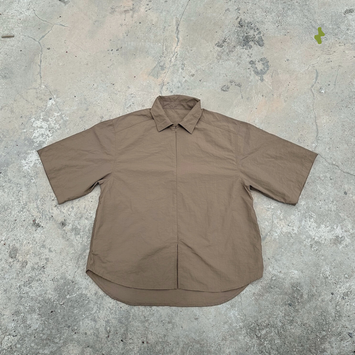 Packable oversized half-zip shirt - unisex | Mountain brown