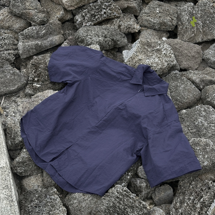 Packable oversized half-zip shirt - unisex | Navy Blue