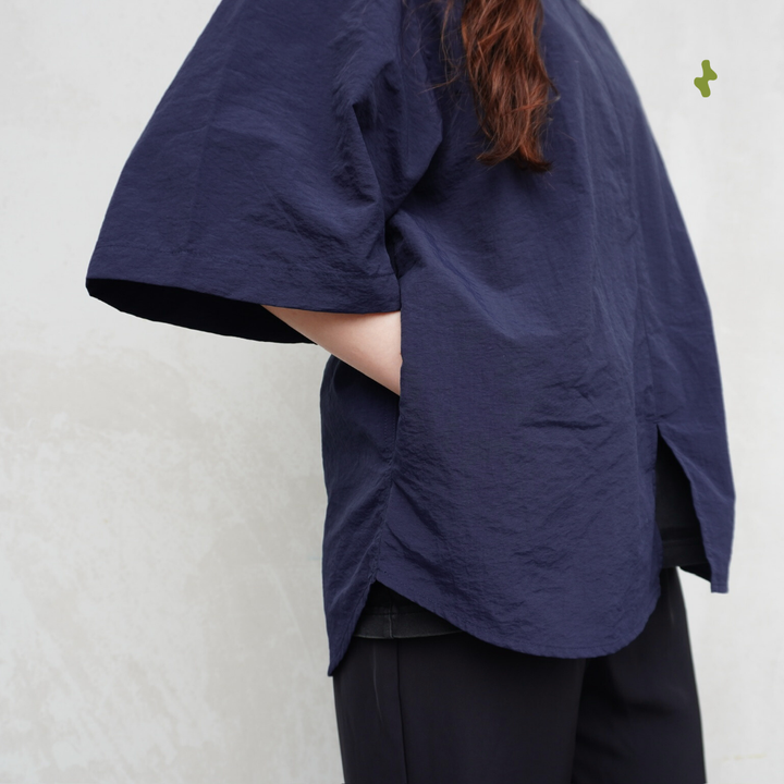 Packable oversized half-zip shirt - unisex | Navy Blue