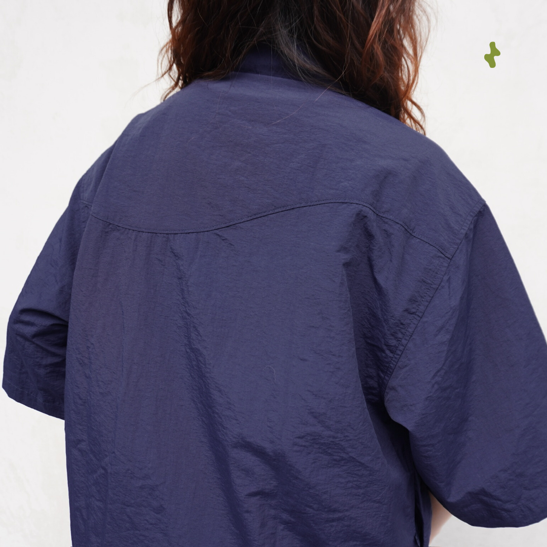 Packable oversized half-zip shirt - unisex | Navy Blue
