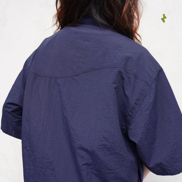 Packable oversized half-zip shirt - unisex | Navy Blue