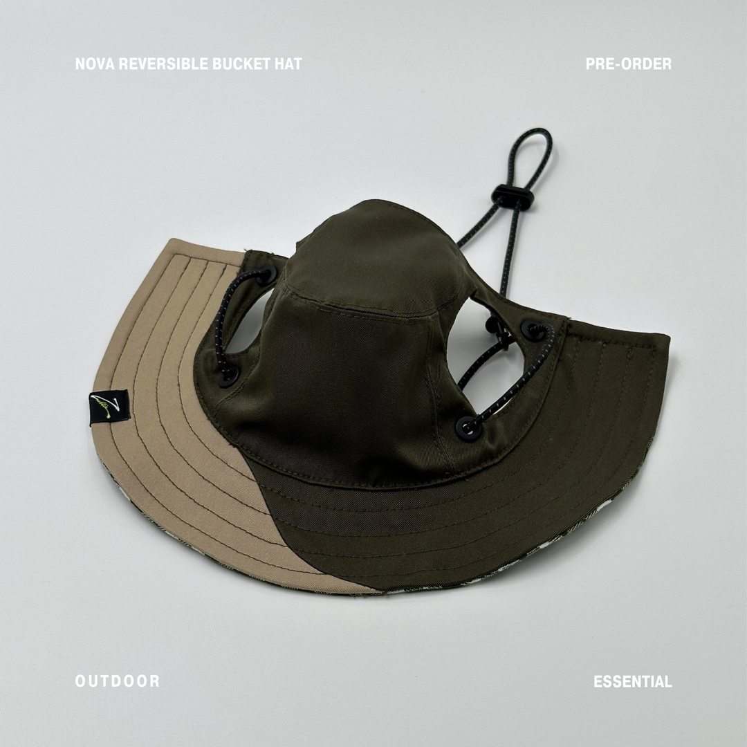 Nova Reversible Bucket Hat | Pet Hat Accessories - Moss Green